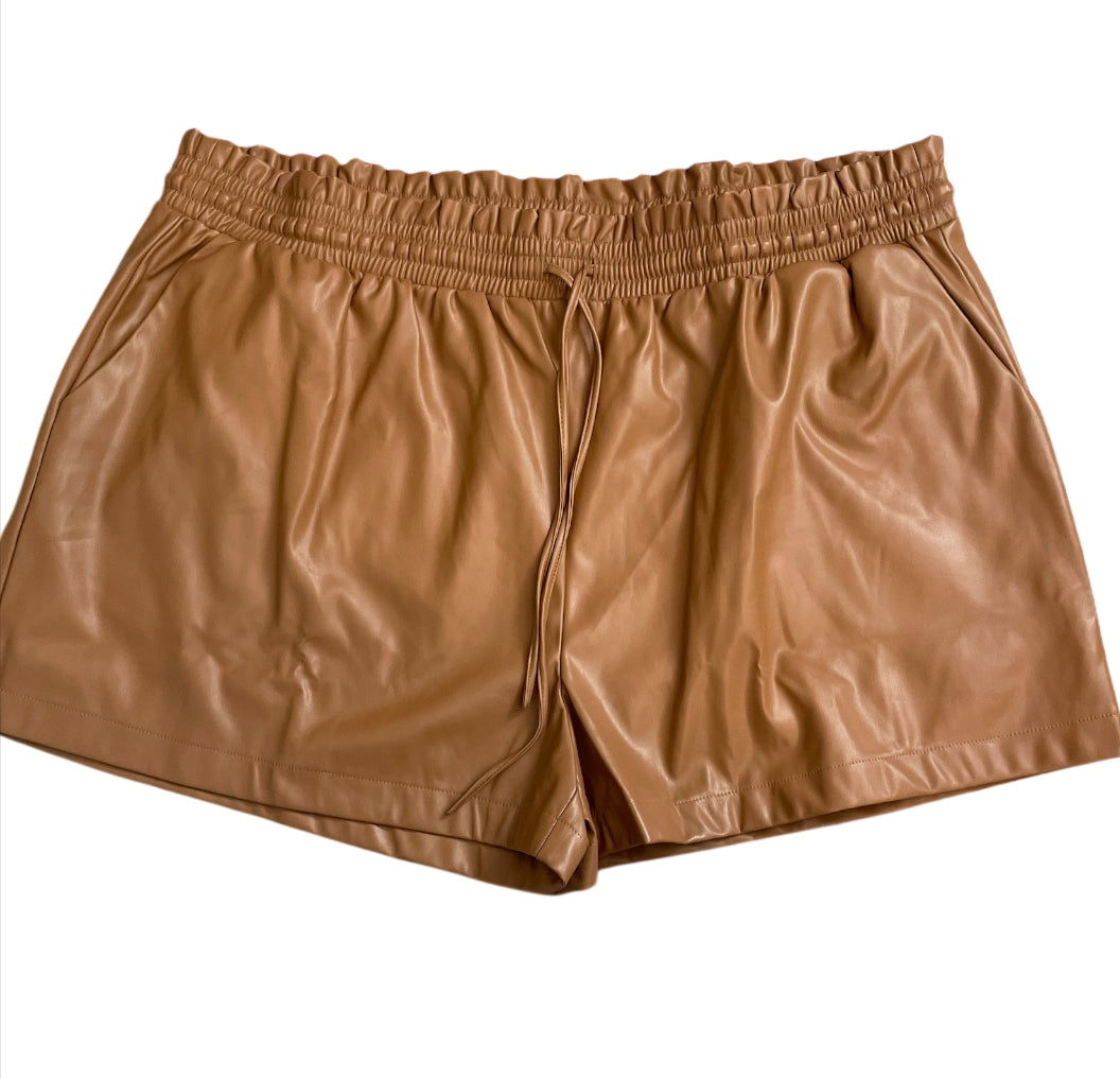 Heyson Brown Faux Leather Shorts (3x)
