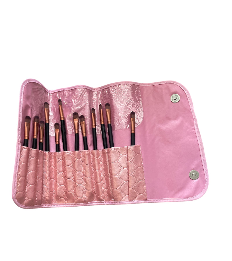 Pink Beauty Brush Bag, and 12 Makeup Brushes