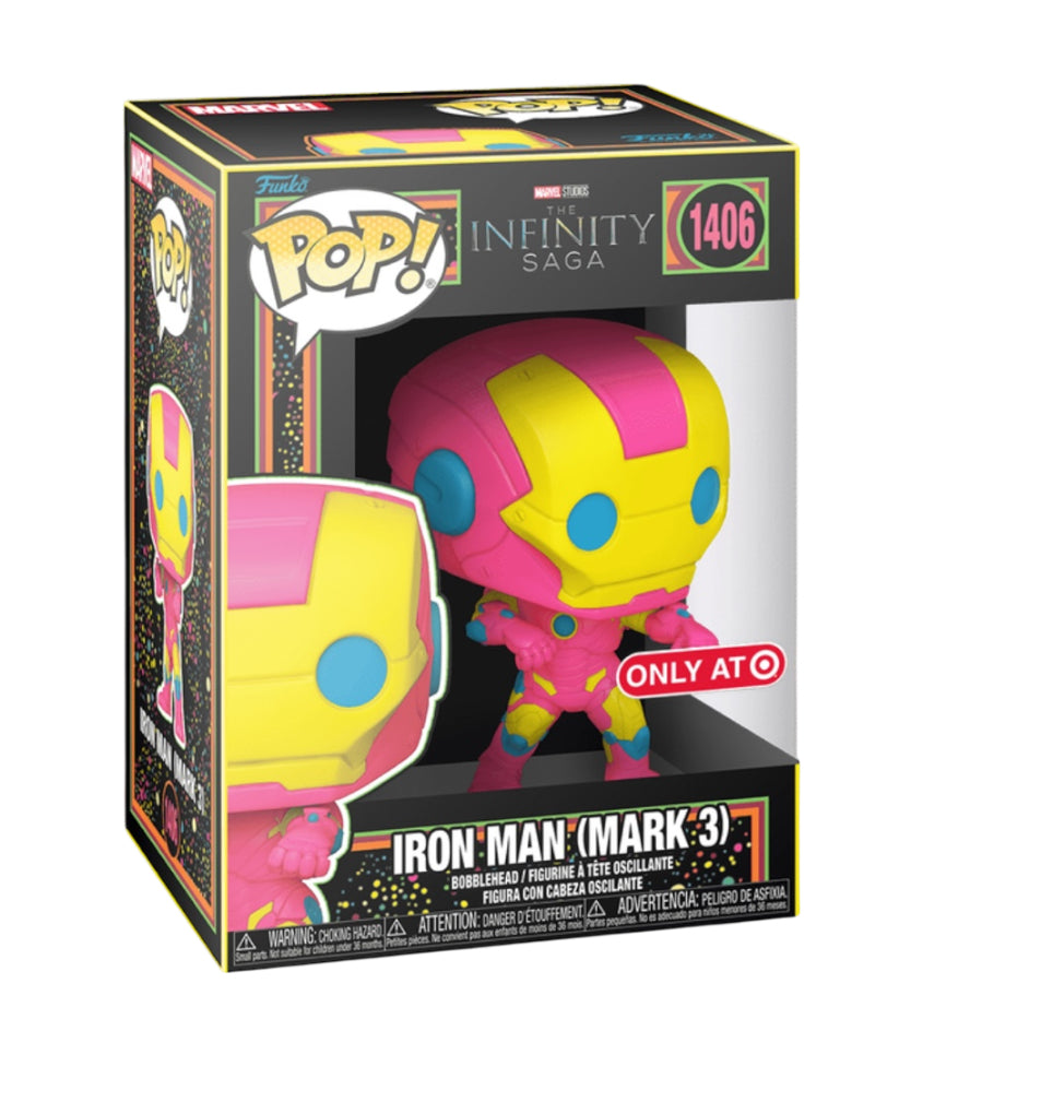 Funko Pop! Iron Man (Mark 3) (Black Light) collectible figure.