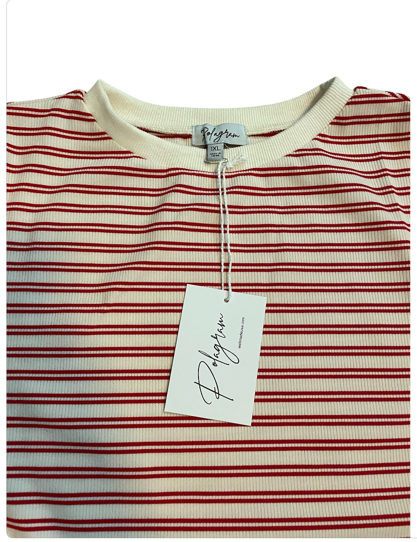 Polagram Stripe Red + Beige Top (1x)