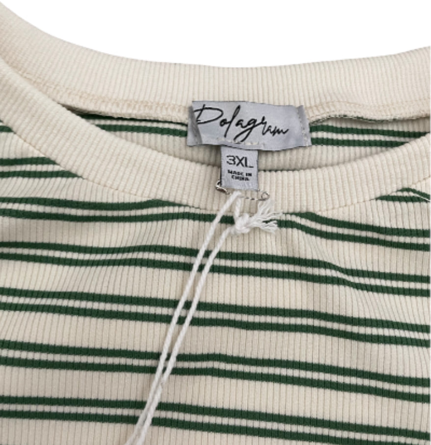 Polagram Stripe Green + Beige Top (3x)