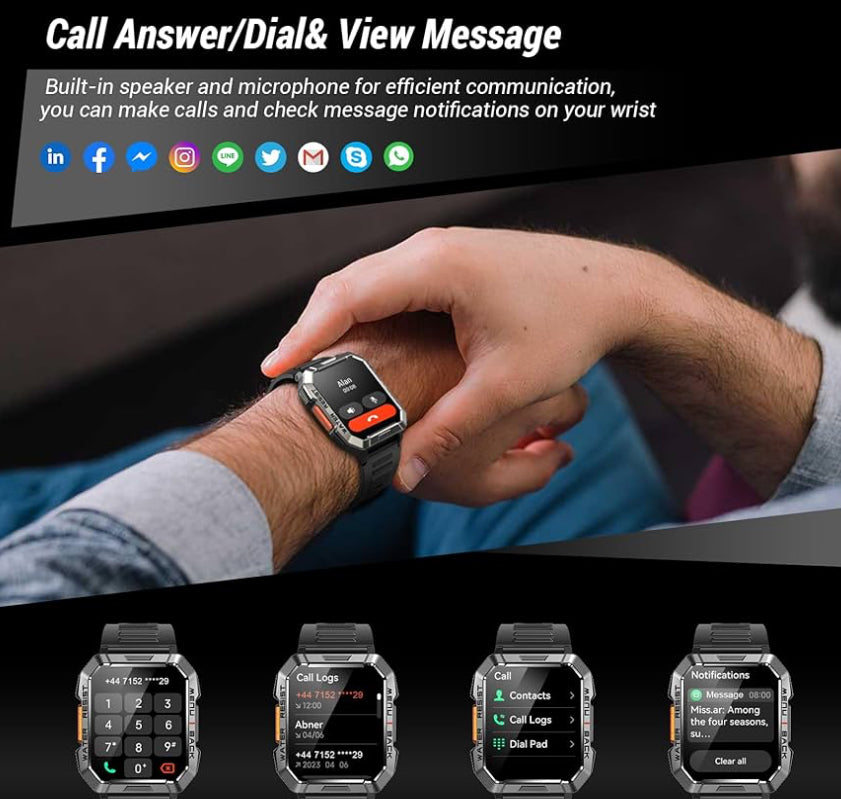 Military 2.01'' Smart Watch for Android and iPhone