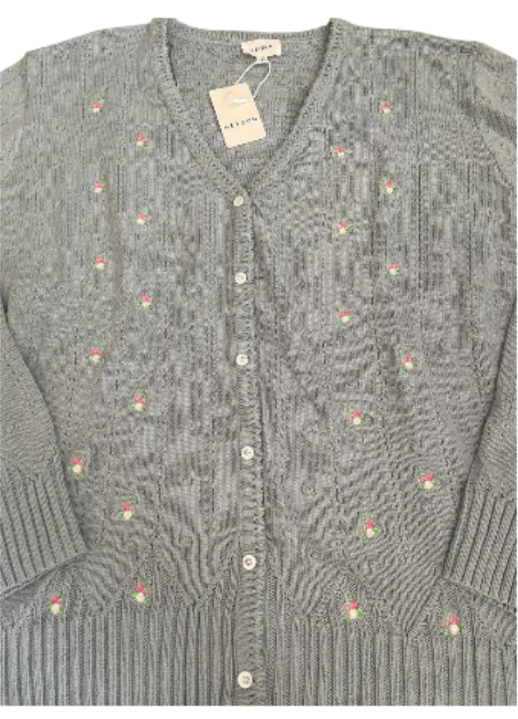 HEYSON Full Size Floral Embroidered Cable Cardigan (3x)