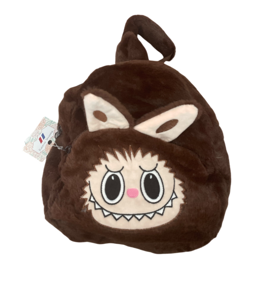 Little Monster Labubu Brown Plush Backpack + Accessories