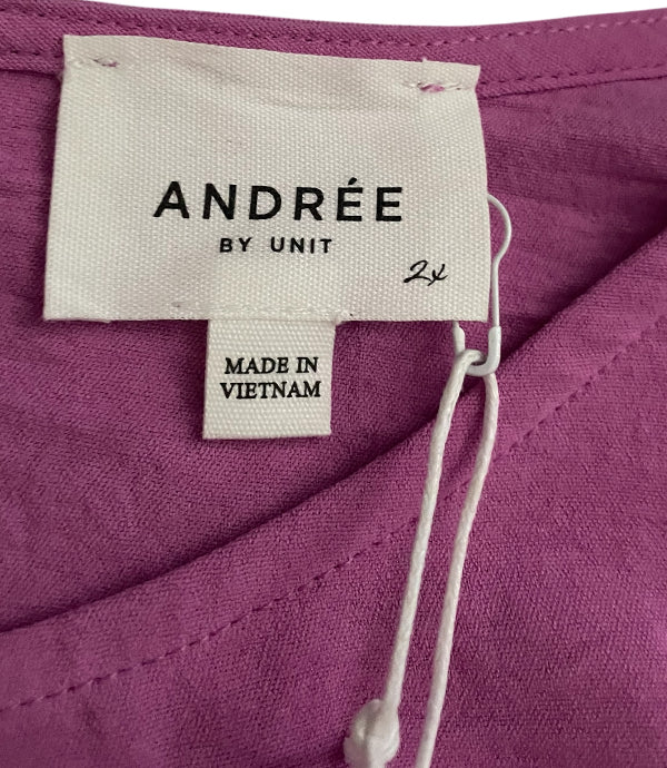 Andre by Unit Crinkle Knit Babydoll Top (2x)