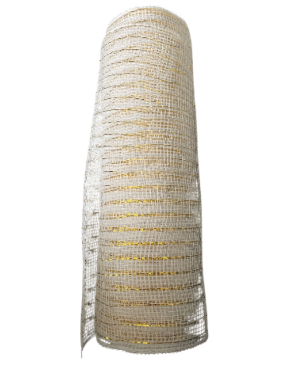 Koopi Deco Mesh, Set of 2 Tan Burlap with Champagne Metallic Foil