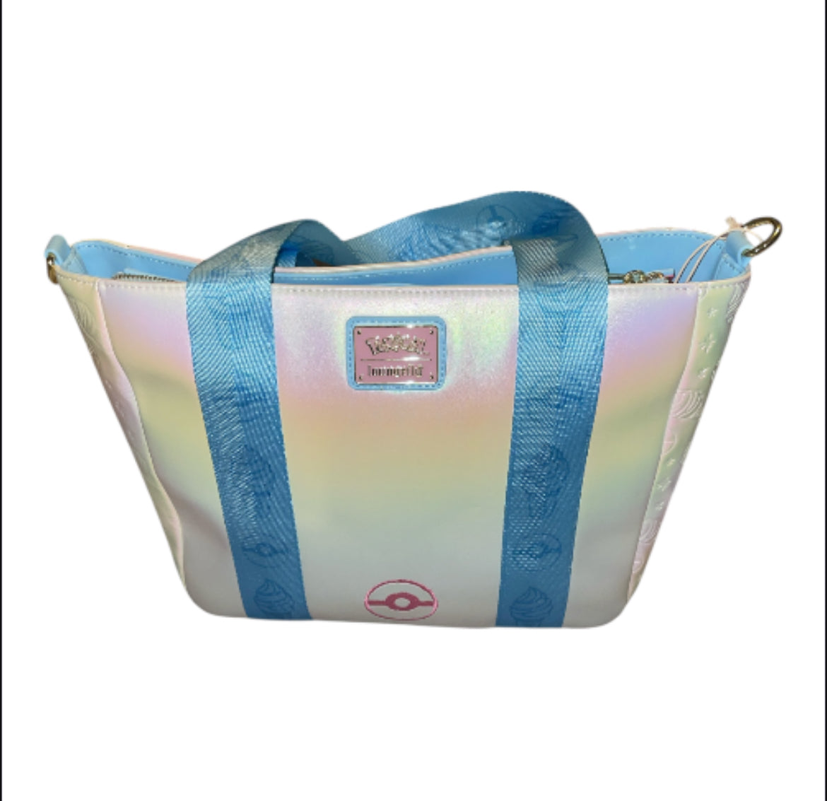 Loungefly Pokémon Pikachu Iridescent Tote Crossbody Bag with Coin Bag.