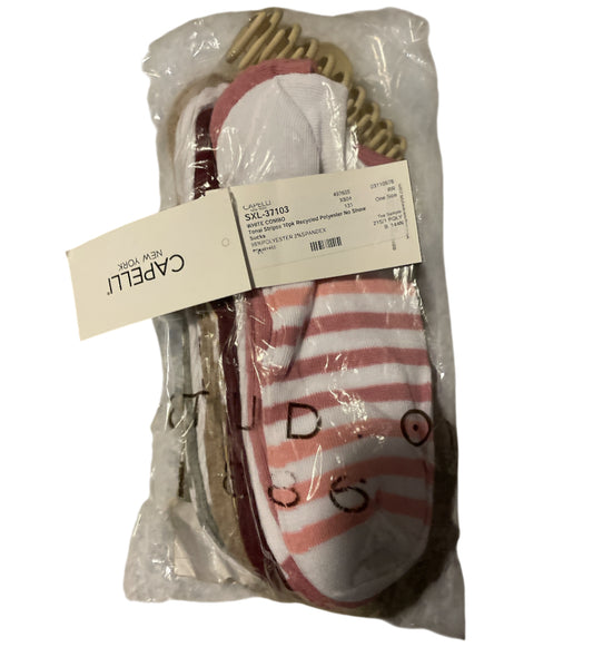 Capelli White Combo Tanel Stripe No Show Socks