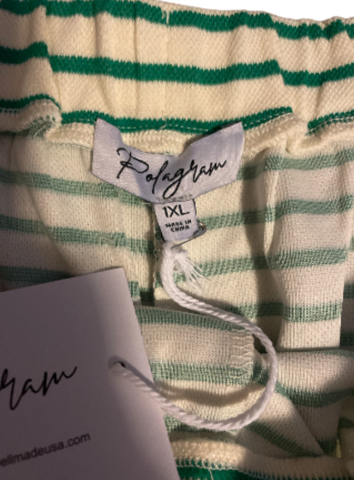 Polagram Madeline Green &amp; Beige Striped Shorts (1x)