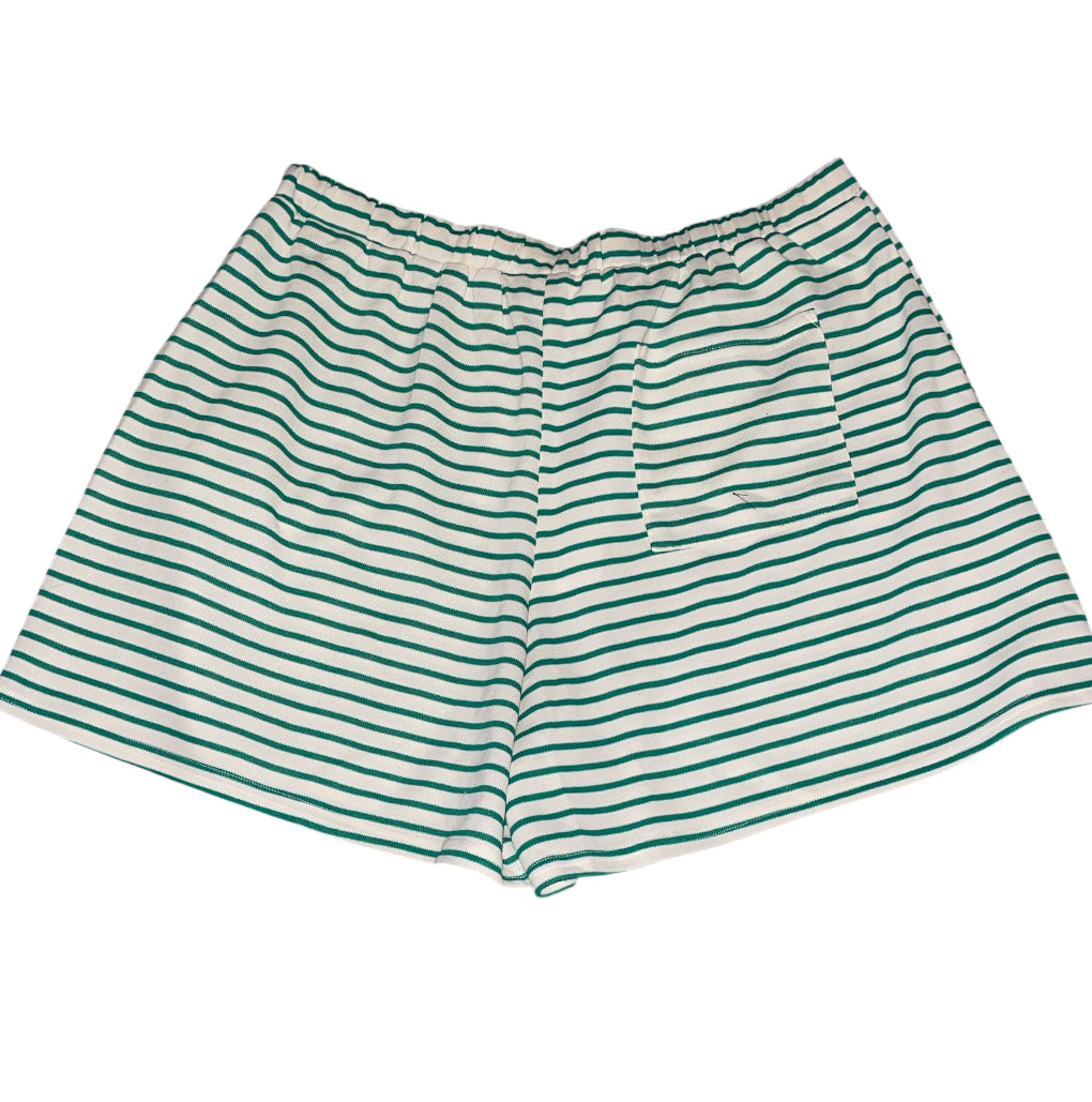 Polagram Madeline Green &amp; Beige Striped Shorts (1x)