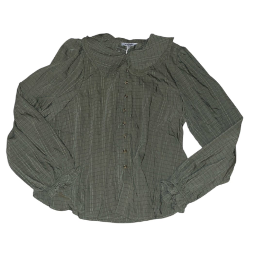 Polygram Peter Pan Ruffle-Collar Button-Up Shirt in Syril Plaid (1x)