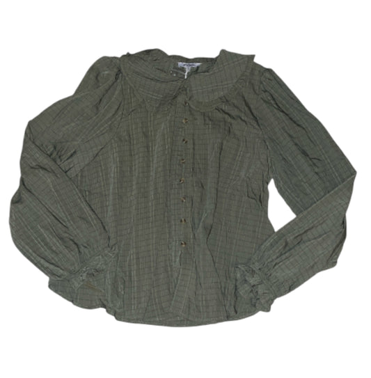 Polygram Peter Pan Ruffle-Collar Button-Up Shirt in Syril Plaid (1x)