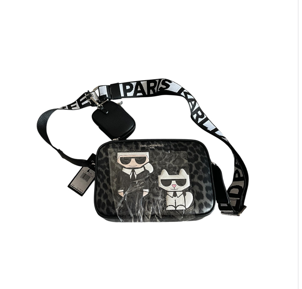 Karl Lagerfeld Maybelle Leopard Print Camera Crossbody Bag