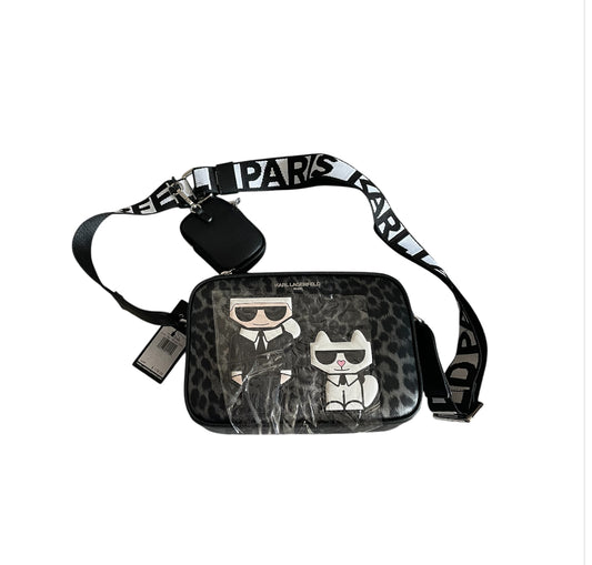 Karl Lagerfeld Maybelle Leopard Print Camera Crossbody Bag