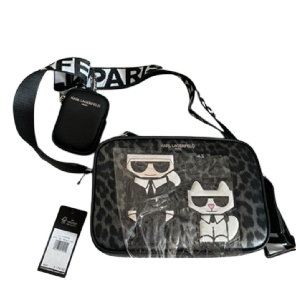 Karl Lagerfeld Maybelle Leopard Print Camera Crossbody Bag