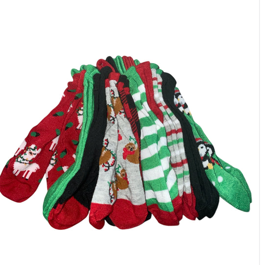 Capelli New York Red Combo Christmas Friends 10 Pack No Show Socks