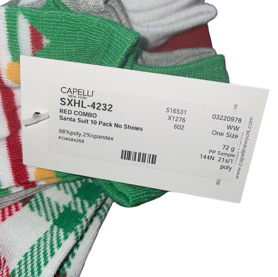 Capelli New York Santa Suit 10 Pack No Show Socks