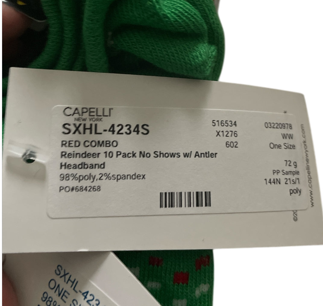Capelli New York Festive Friends 10 Pack No Show Socks