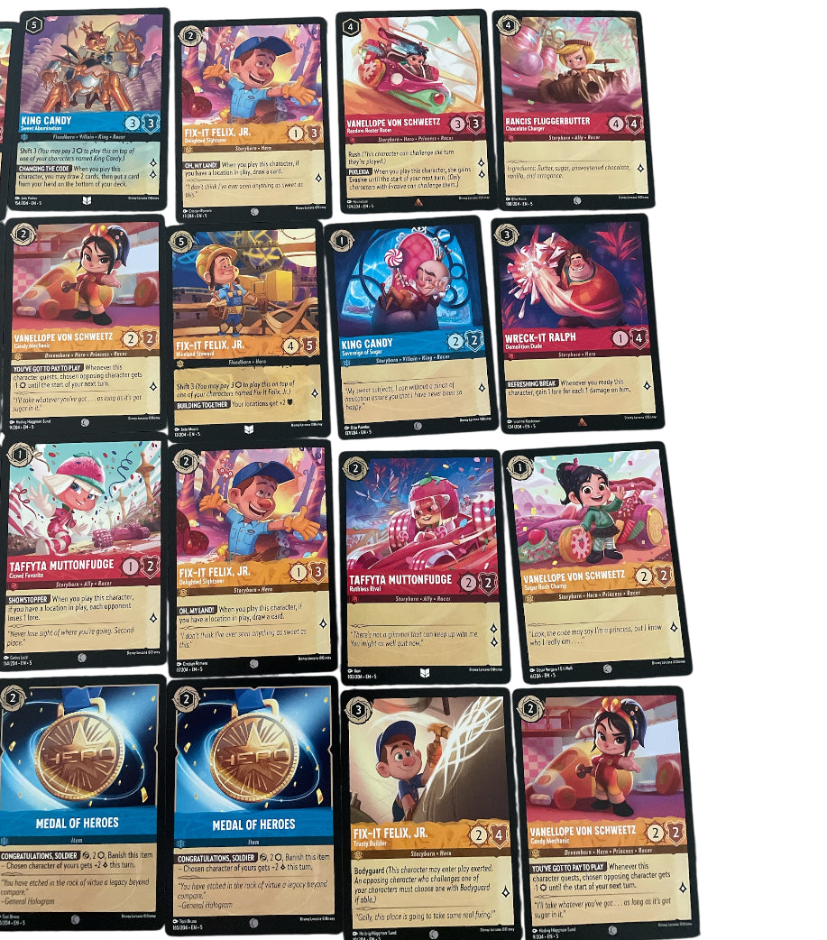 Disney Lorcana Wreck it Ralph Trading Cards + 1 Foil Card