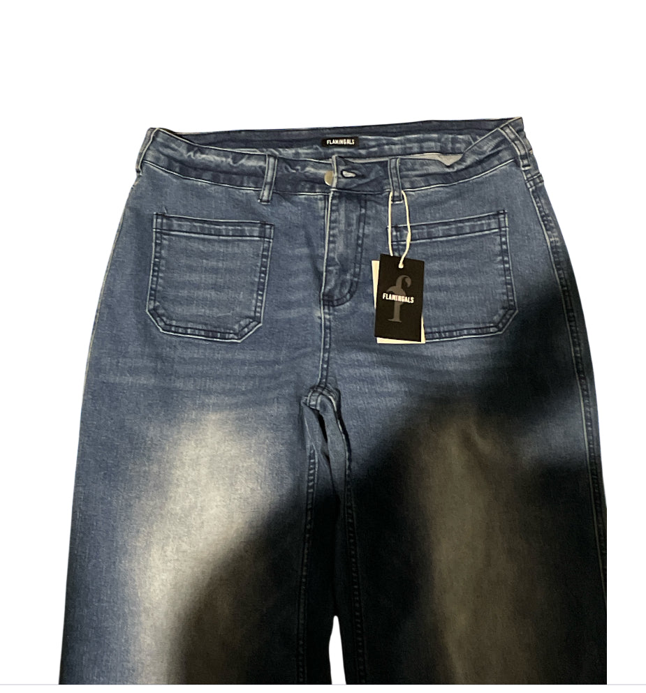 Flamingals Wide-leg Jeans with Front Pockets (8-10)