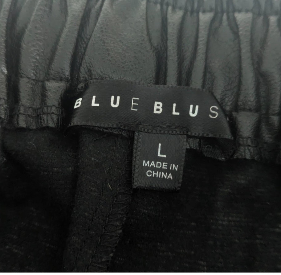 Blue Blush Black Faux Leather Cargo Pants (Large)