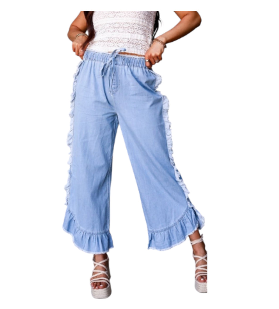 Tres Chic Suzanna Ruffle Pants (1x)