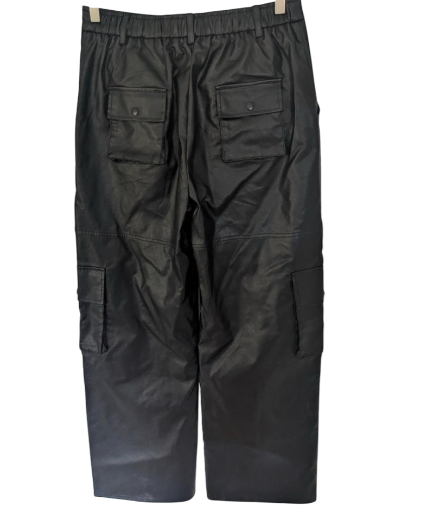 Blue Blush Black Faux Leather Cargo Pants (Large)