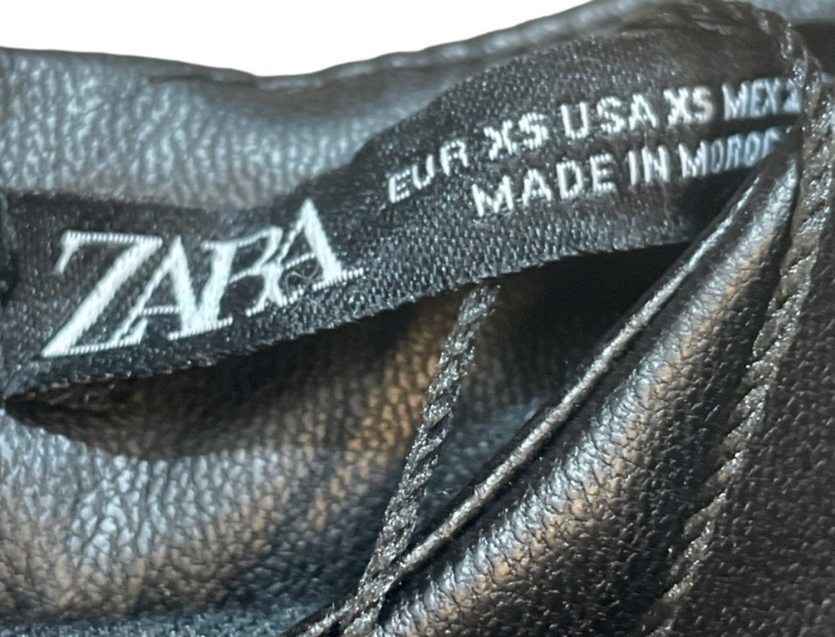 Zara Black Faux Leather Sleeveless Dress