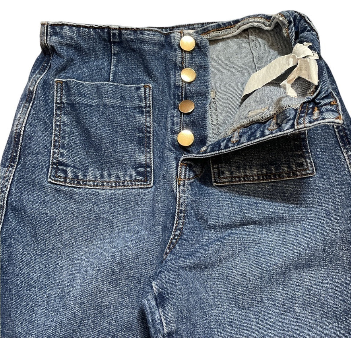 Zara High Waisted Button Fly Denim Jeans