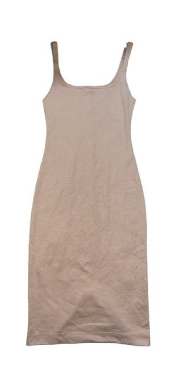 Zara Traflauc Khaki Cotton Tank Dress (Small)