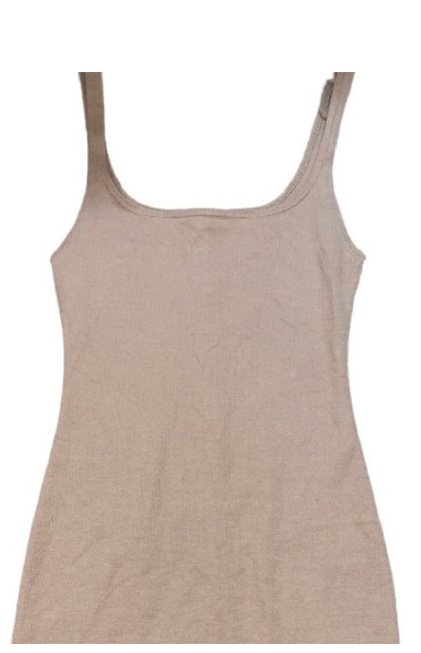 Zara Traflauc Khaki Cotton Tank Dress (Small)
