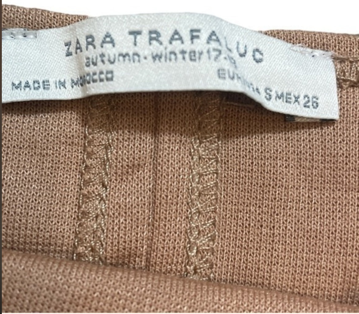 Zara Traflauc Khaki Cotton Tank Dress (Small)