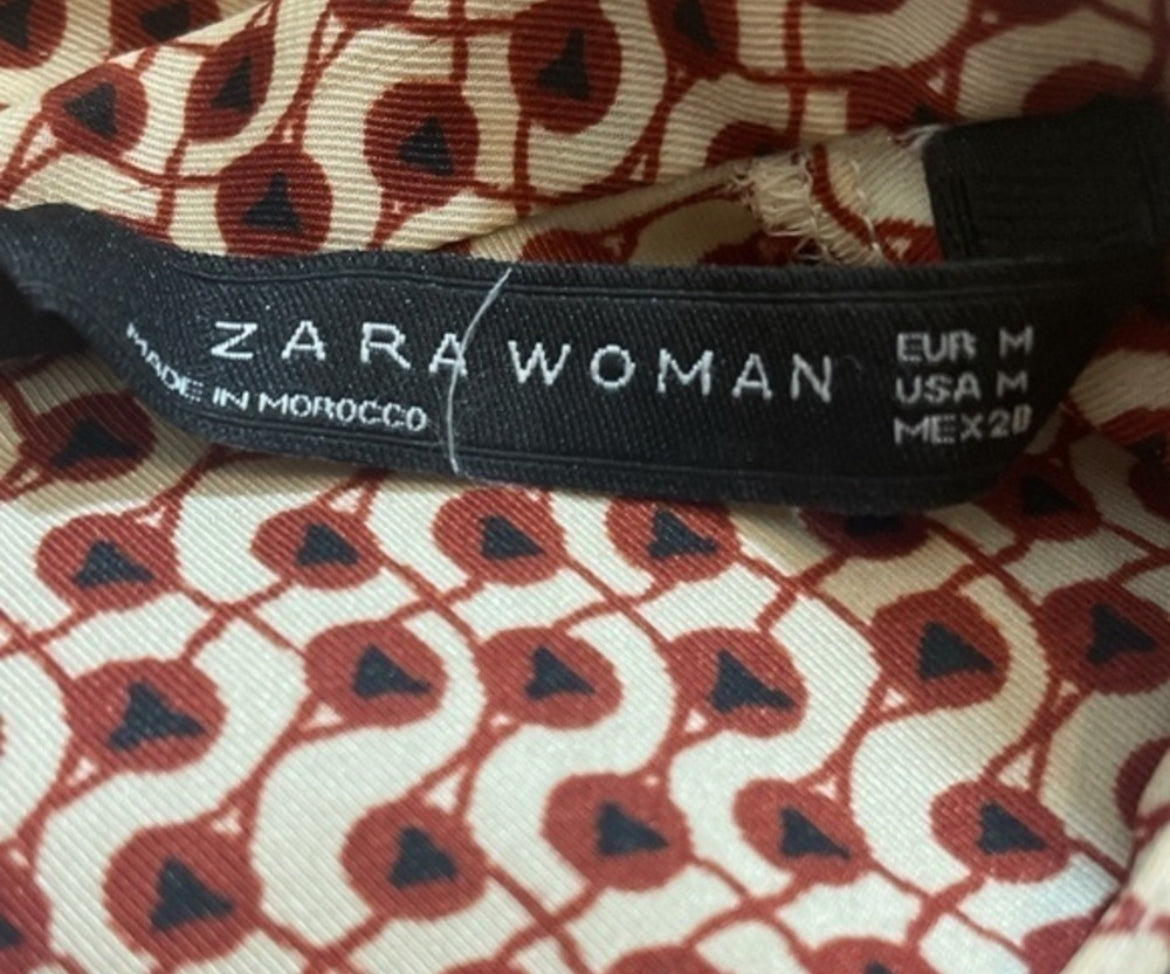 Zara Geometric Mock Neck Blouse (Medium)