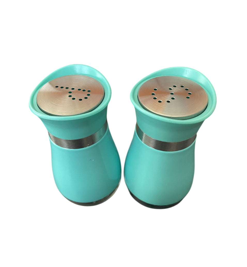 Turquoise Stainless Steel Salt and Pepper Shakers Set