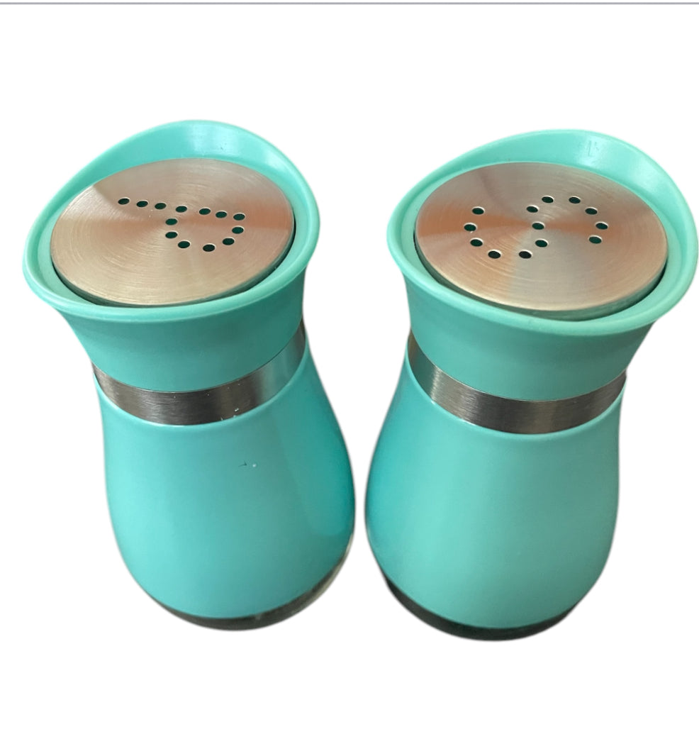 Turquoise Stainless Steel Salt and Pepper Shakers Set