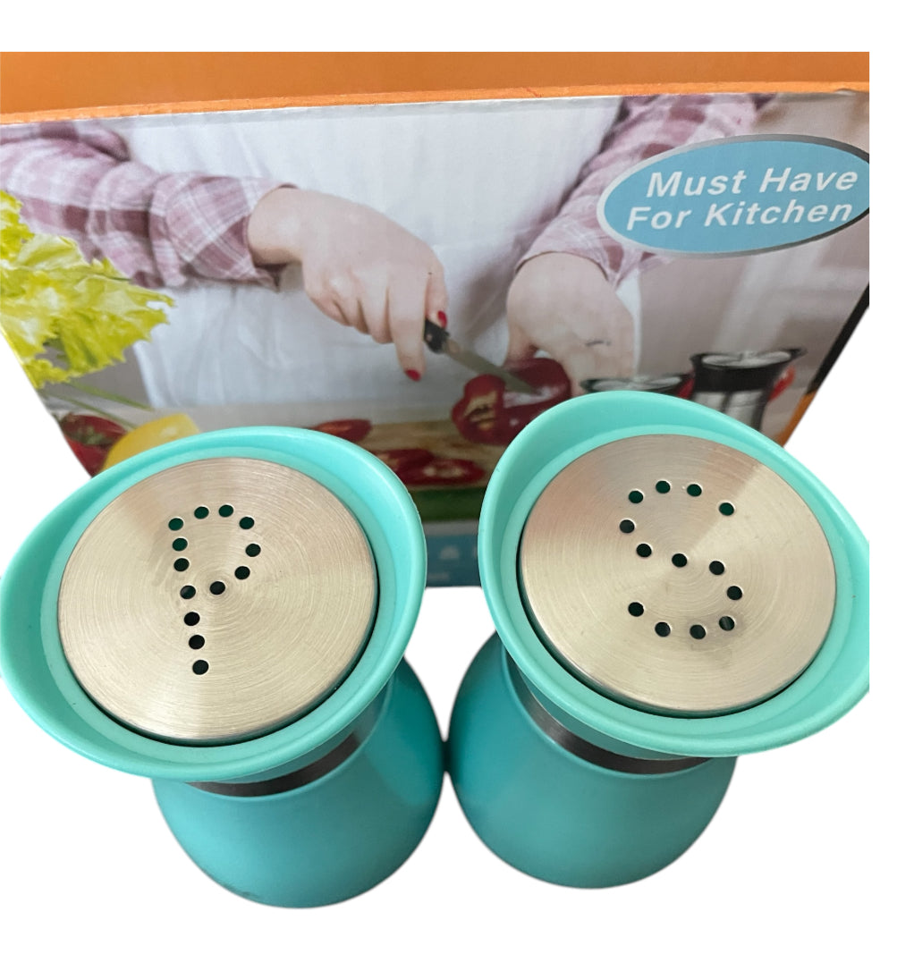 Turquoise Stainless Steel Salt and Pepper Shakers Set