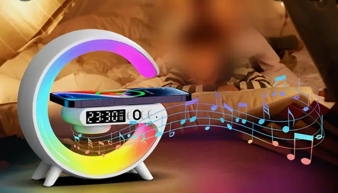 Smart Light Sound Machine Clock with Charger Wireless Speaker