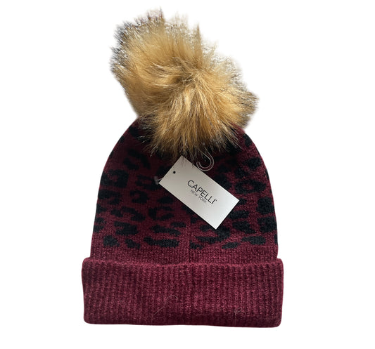 Capelli New York Knit Burgundy Leopard Beanie