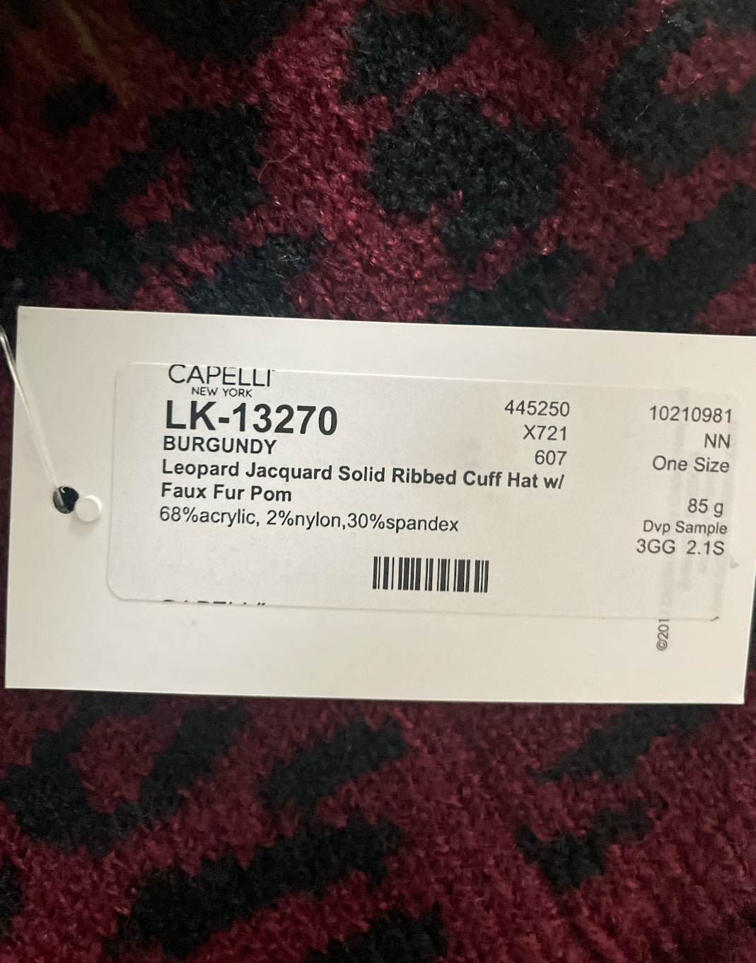 Capelli New York Knit Burgundy Leopard Beanie