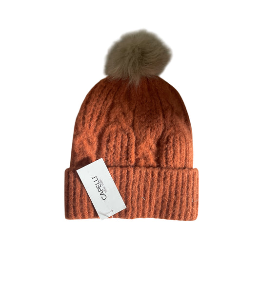 Capelli New York Knit Beanie with a Faux Fur Pom-pom