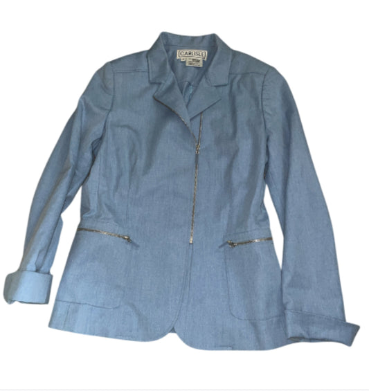 Carlisle Vintage Light Denim Blue Zipper-Front Blazer (6)