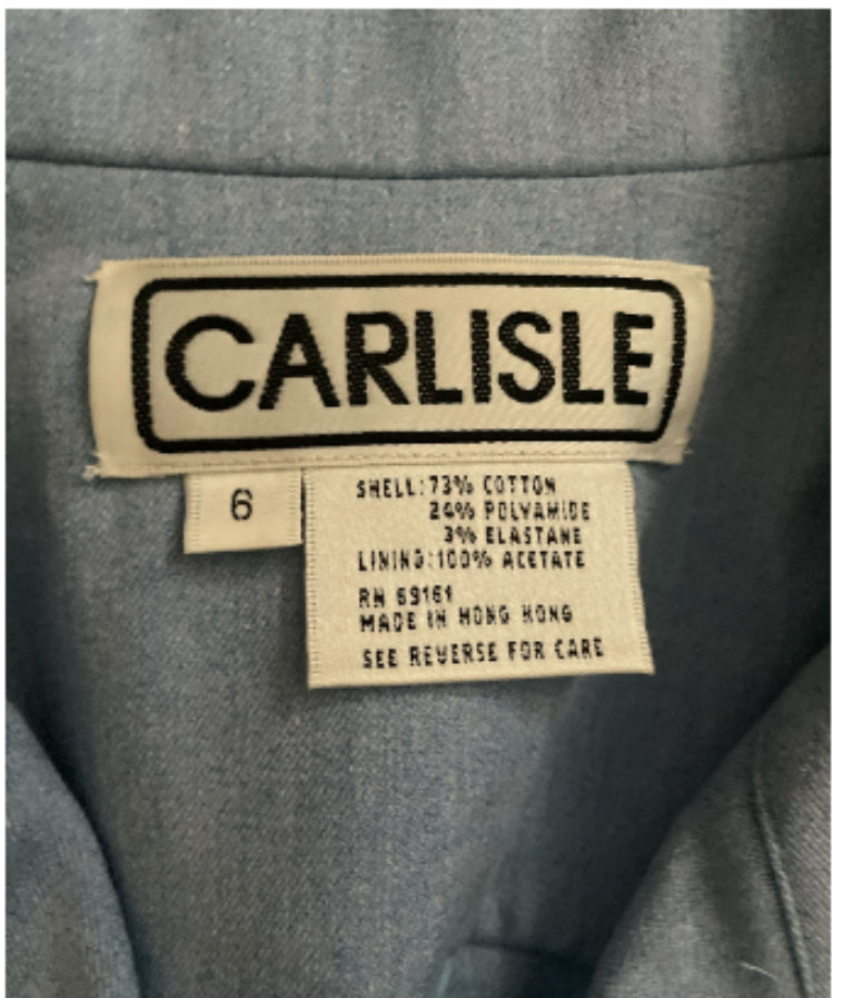 Carlisle Vintage Light Denim Blue Zipper-Front Blazer (6)