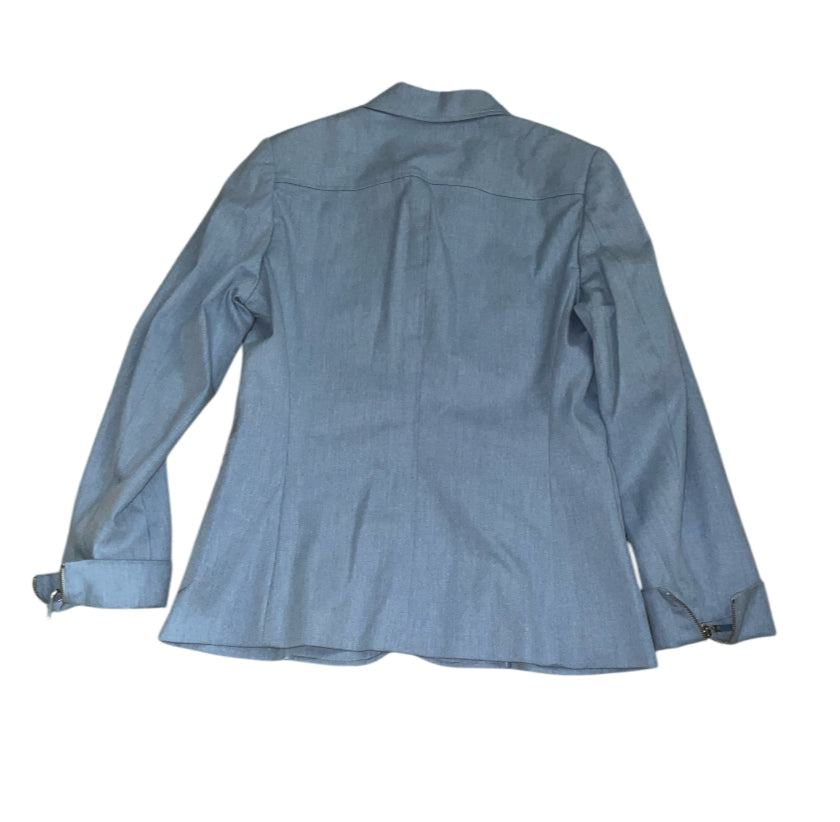 Carlisle Vintage Light Denim Blue Zipper-Front Blazer (6)
