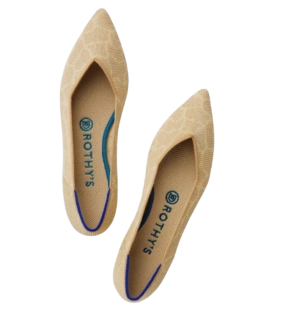 Rothy's The Point flats in the Sahara Gold color.(11)