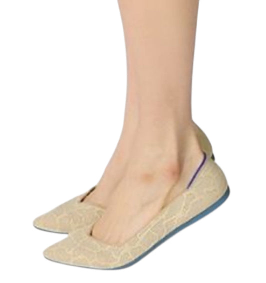 Rothy's The Point flats in the Sahara Gold color.(11)