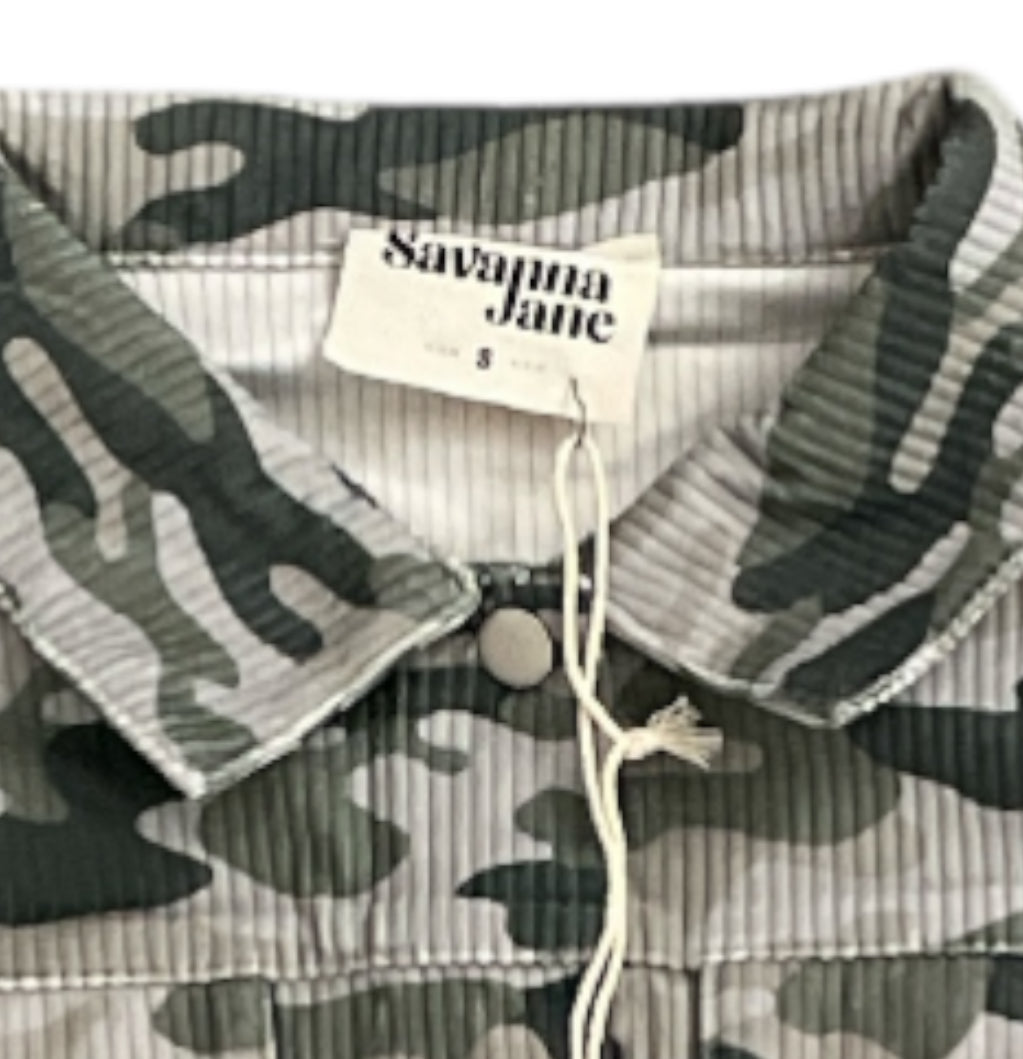 Savanna Jane Camouflage Corduroy Jacket with Rhinestone Fringe (small)