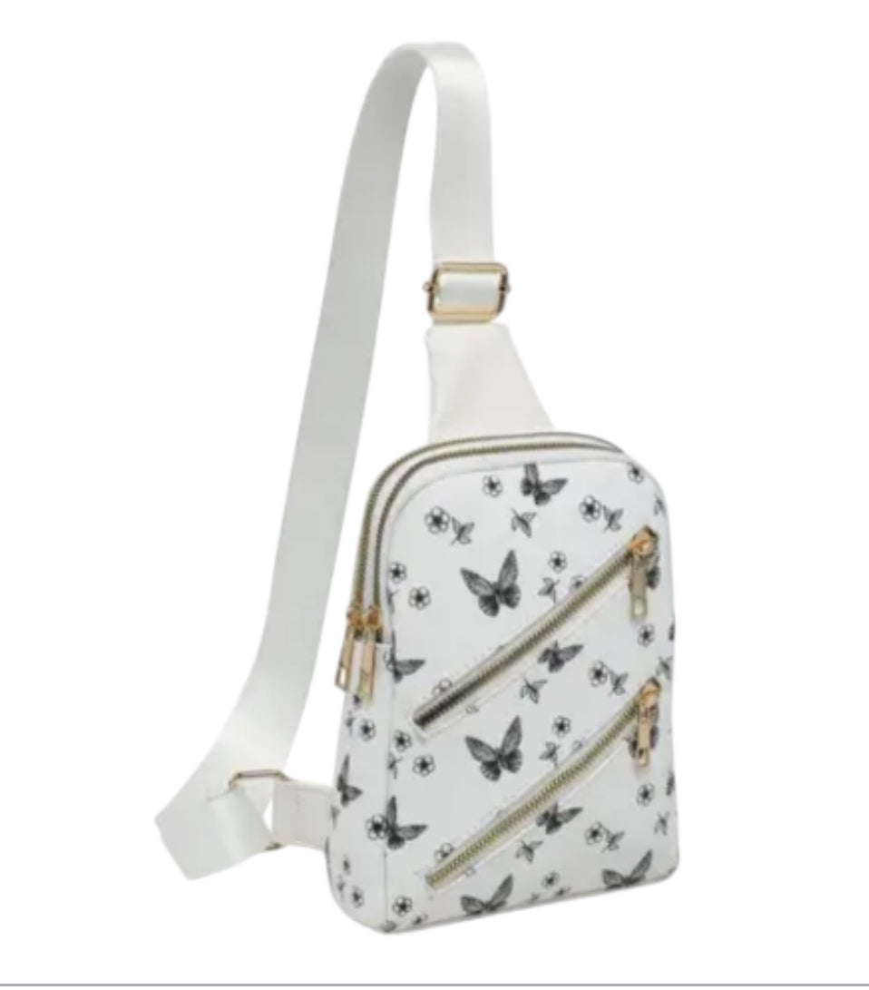Butterfly & Flower Crossbody Bag