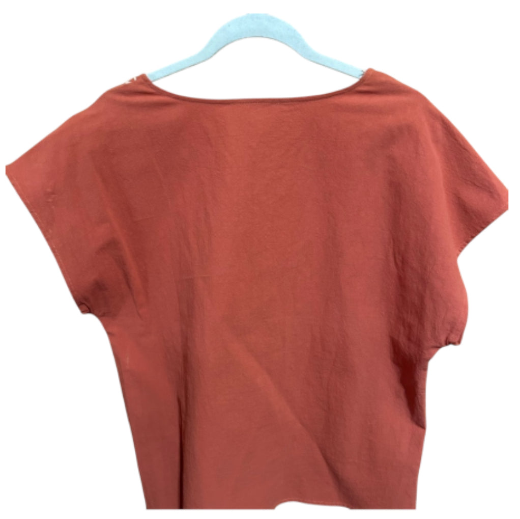 Savanna Jane Cara Embroidered Top in a Terracotta or Rust Color.(2x)