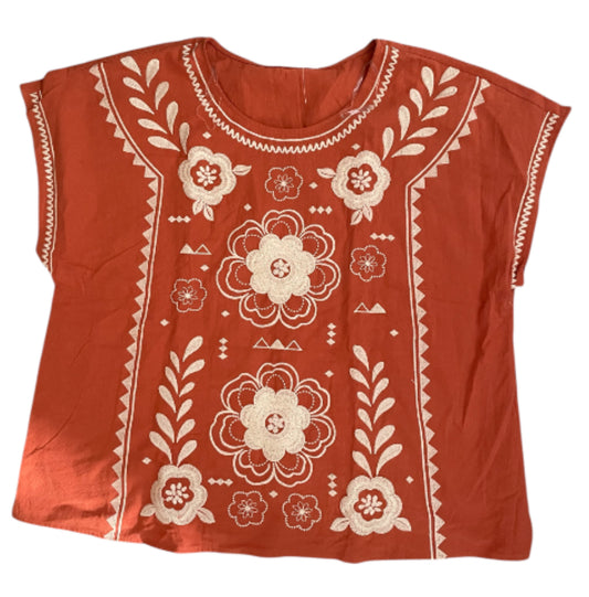 Savanna Jane Cara Embroidered Top in a Terracotta or Rust Color.(2x)