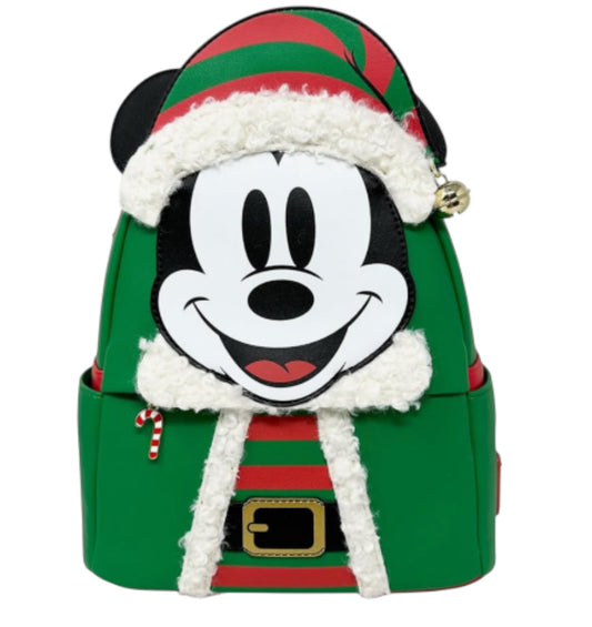 Loungefly Disney Mickey Mouse Elf Holiday Double Strap Backpack